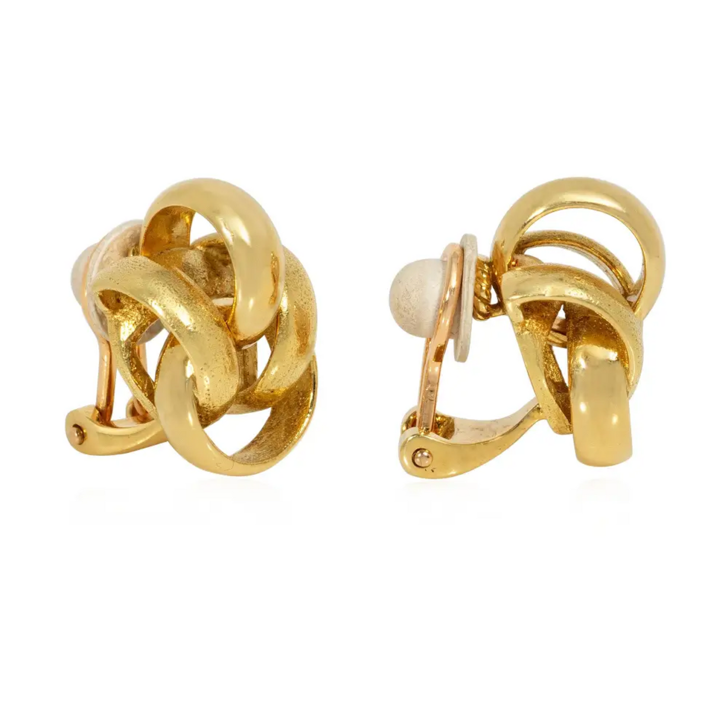 Hermes France 1980s 18KT Yellow Gold Earrings side