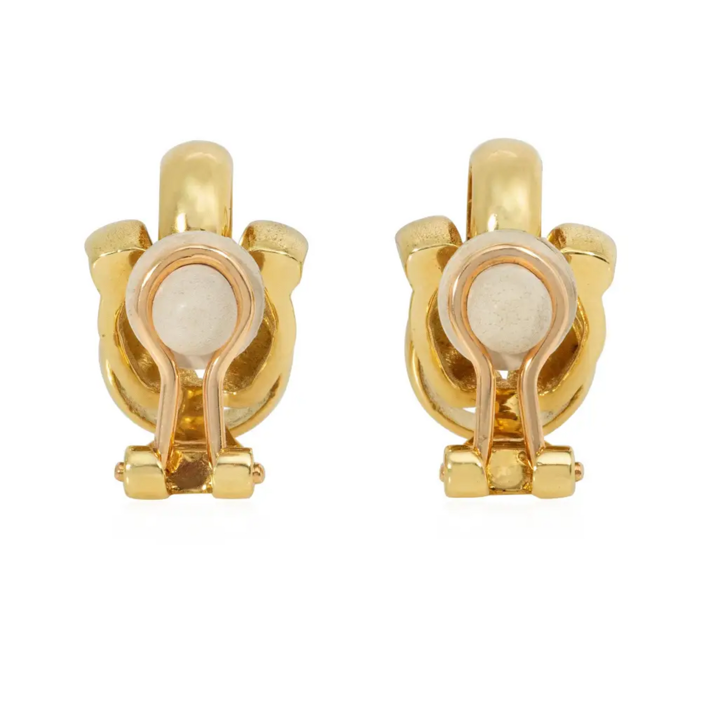 Hermes France 1980s 18KT Yellow Gold Earrings back