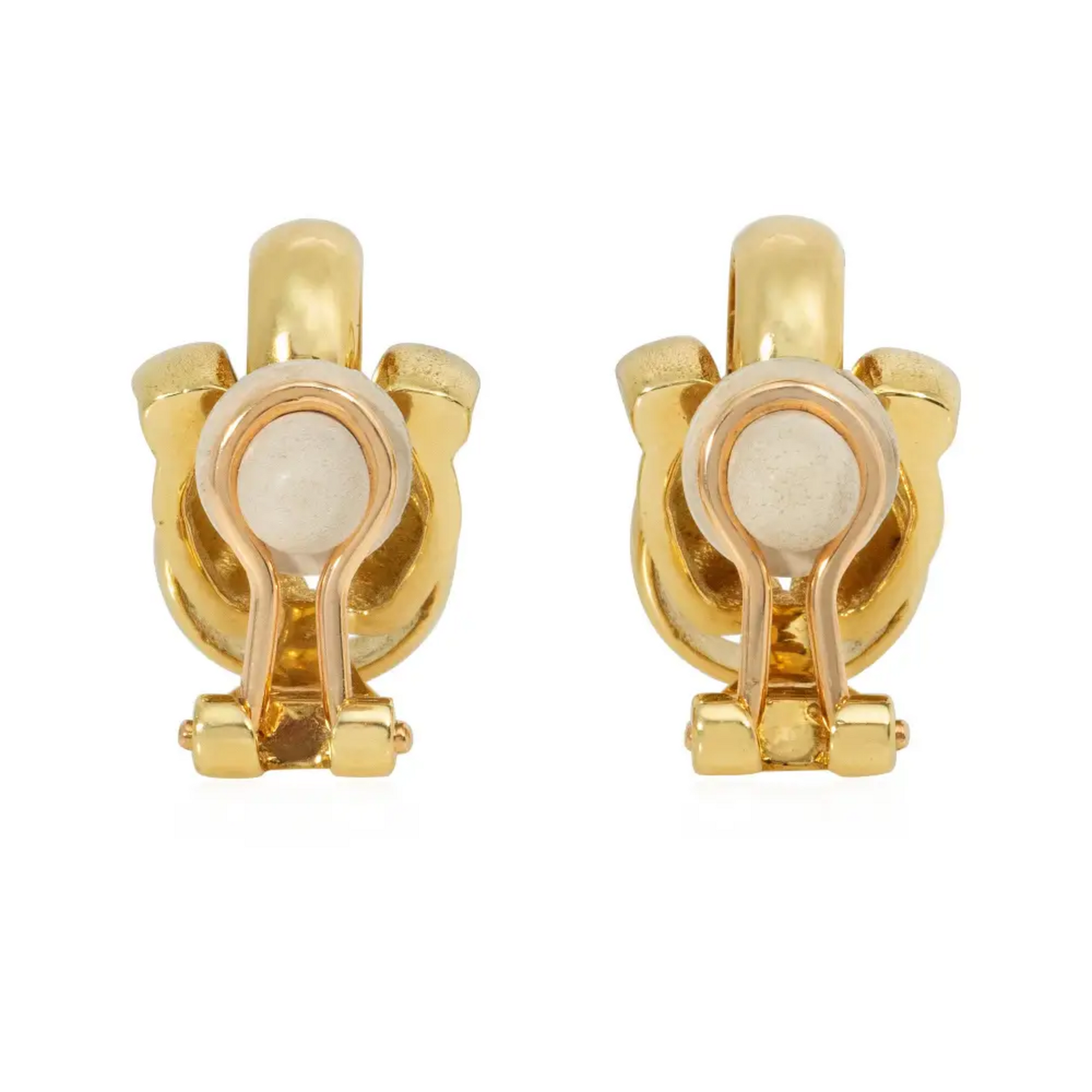 Hermes France 1980s 18KT Yellow Gold Earrings back
