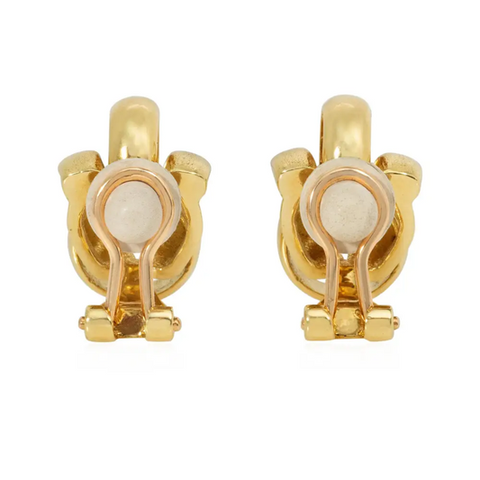 Hermes France 1980s 18KT Yellow Gold Earrings back