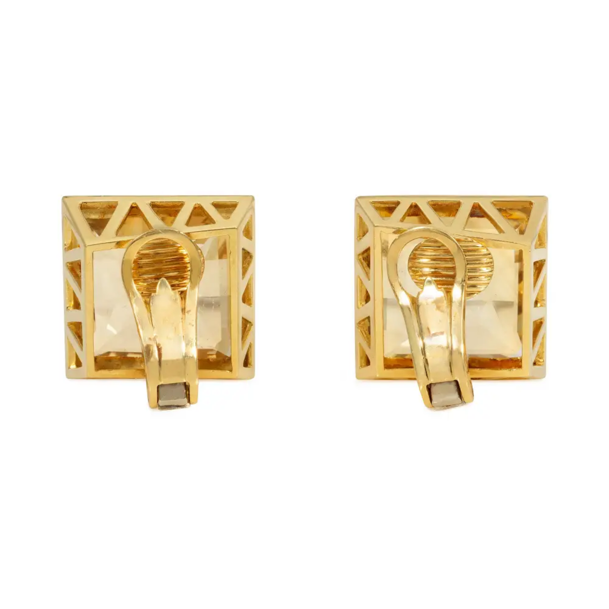 1980s 18KT Yellow Gold Citrine Earrings back