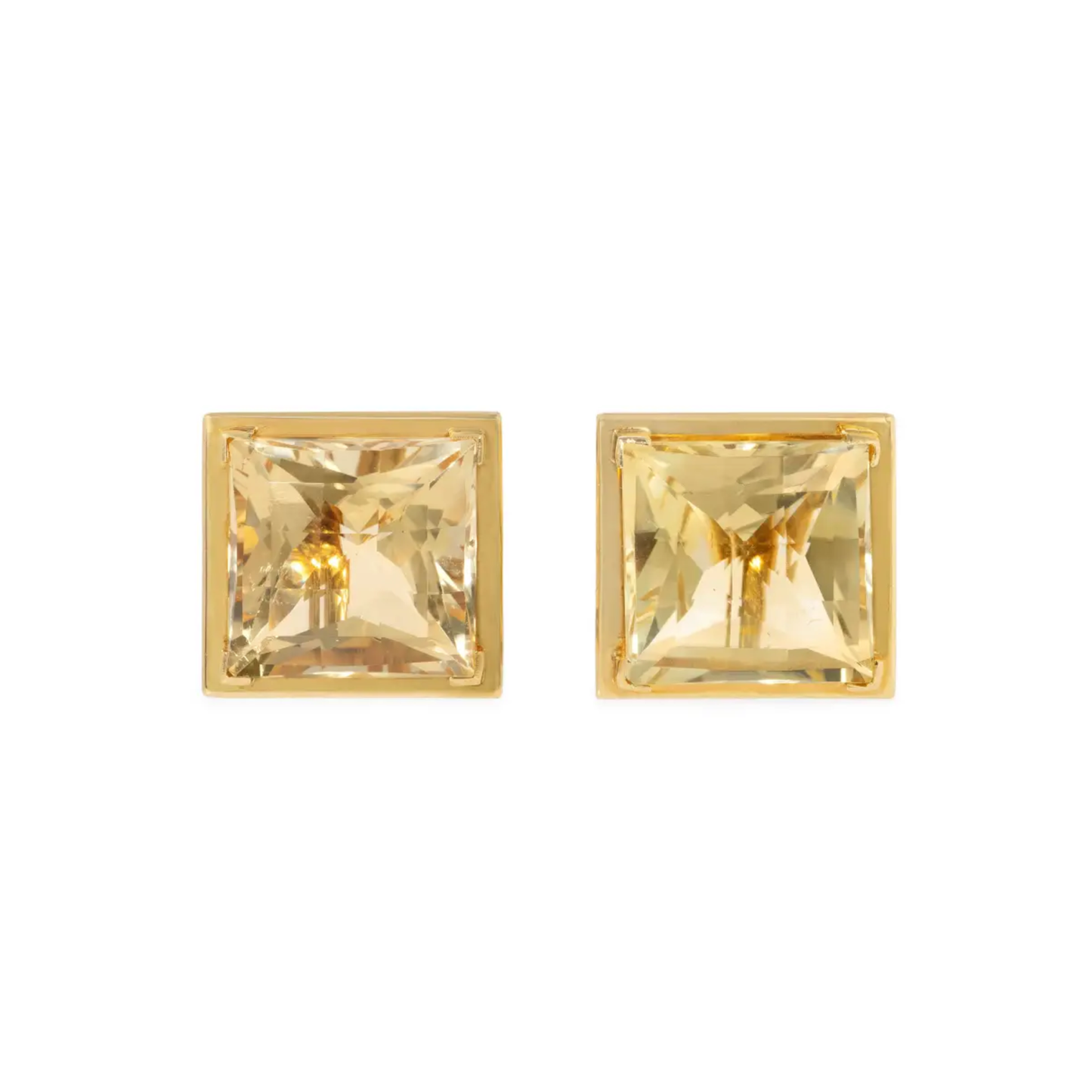 1980s 18KT Yellow Gold Citrine Earrings front