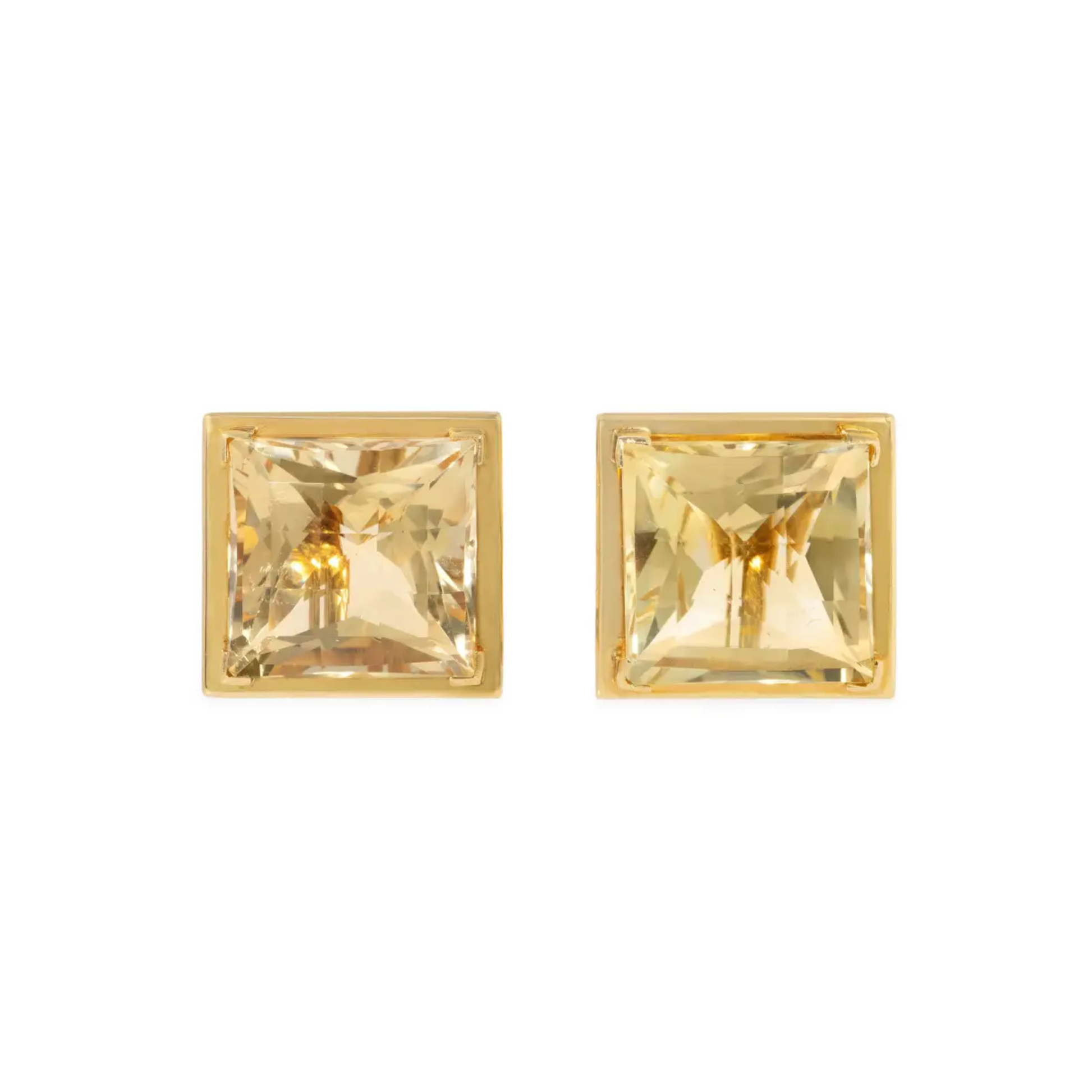 1980s 18KT Yellow Gold Citrine Earrings front