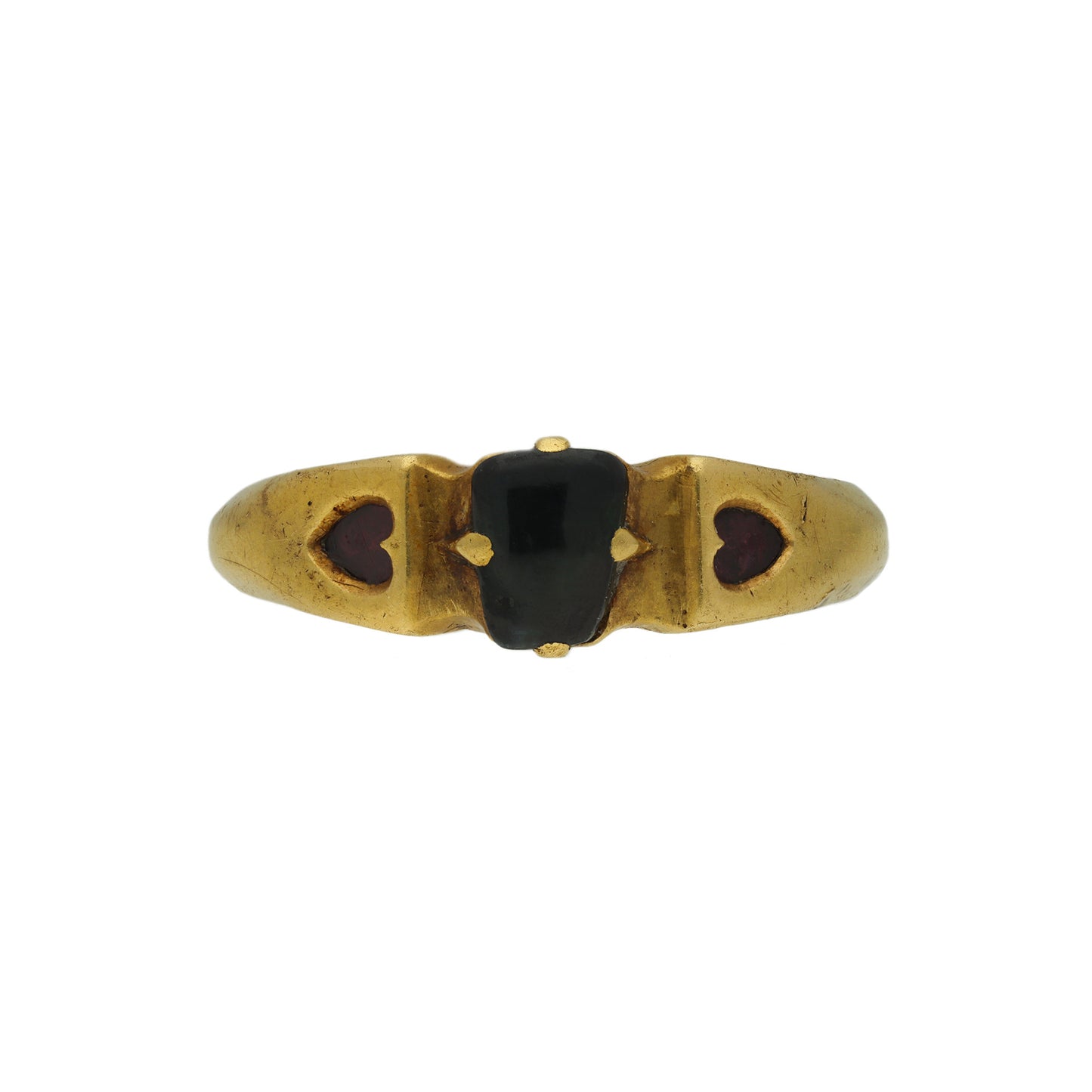 English Antique 18KT Yellow Gold Sapphire Ring front