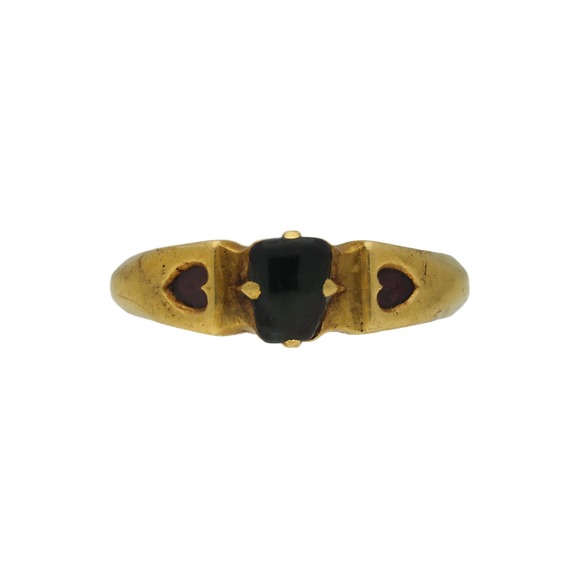 English Antique 18KT Yellow Gold Sapphire Ring front