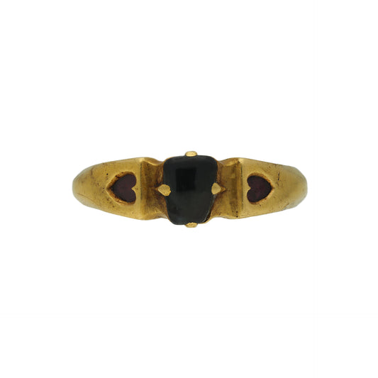 English Antique 18KT Yellow Gold Sapphire Ring front