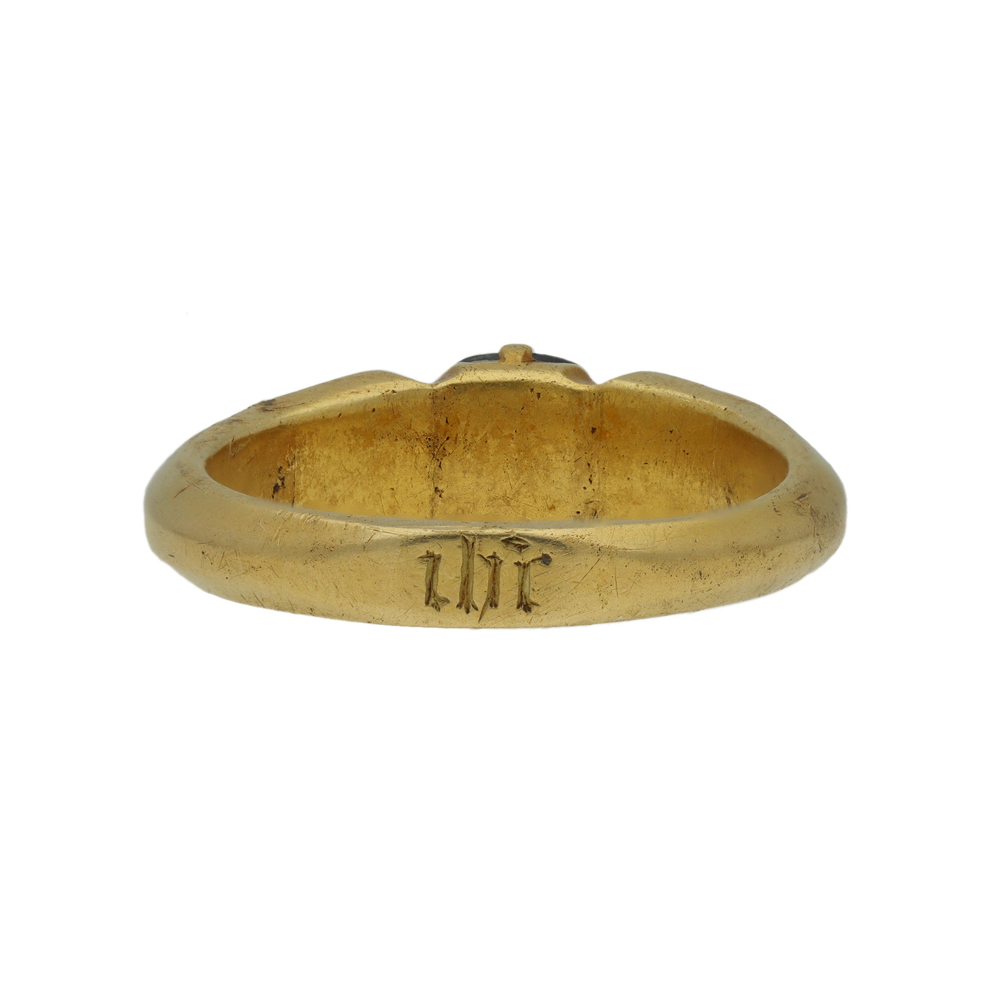 English Antique 18KT Yellow Gold Sapphire Ring back