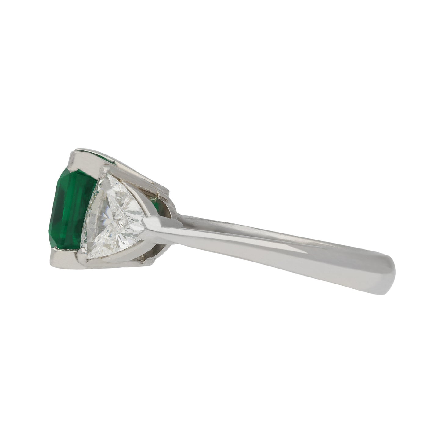 1980s Platinum Emerald & Diamond Ring side