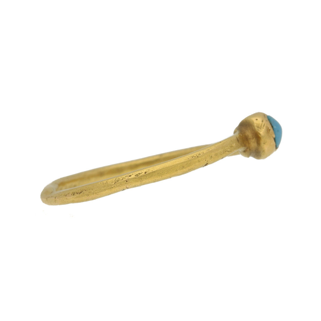 Antique 18KT Yellow Gold Turquoise Ring side