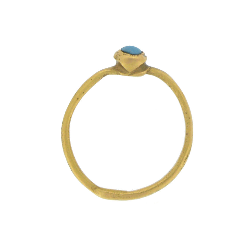 Antique 18KT Yellow Gold Turquoise Ring profile