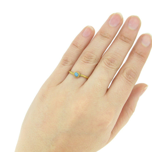 Antique 18KT Yellow Gold Turquoise Ring on finger