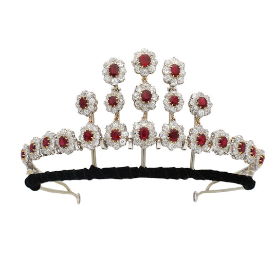 Victorian Platinum & 18KT Rose Gold Ruby & Diamond Tiara