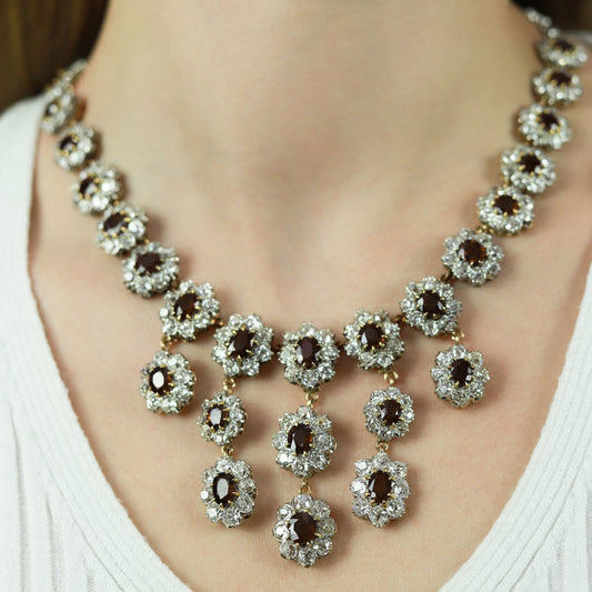 Victorian Platinum & 18KT Rose Gold Ruby & Diamond Necklace