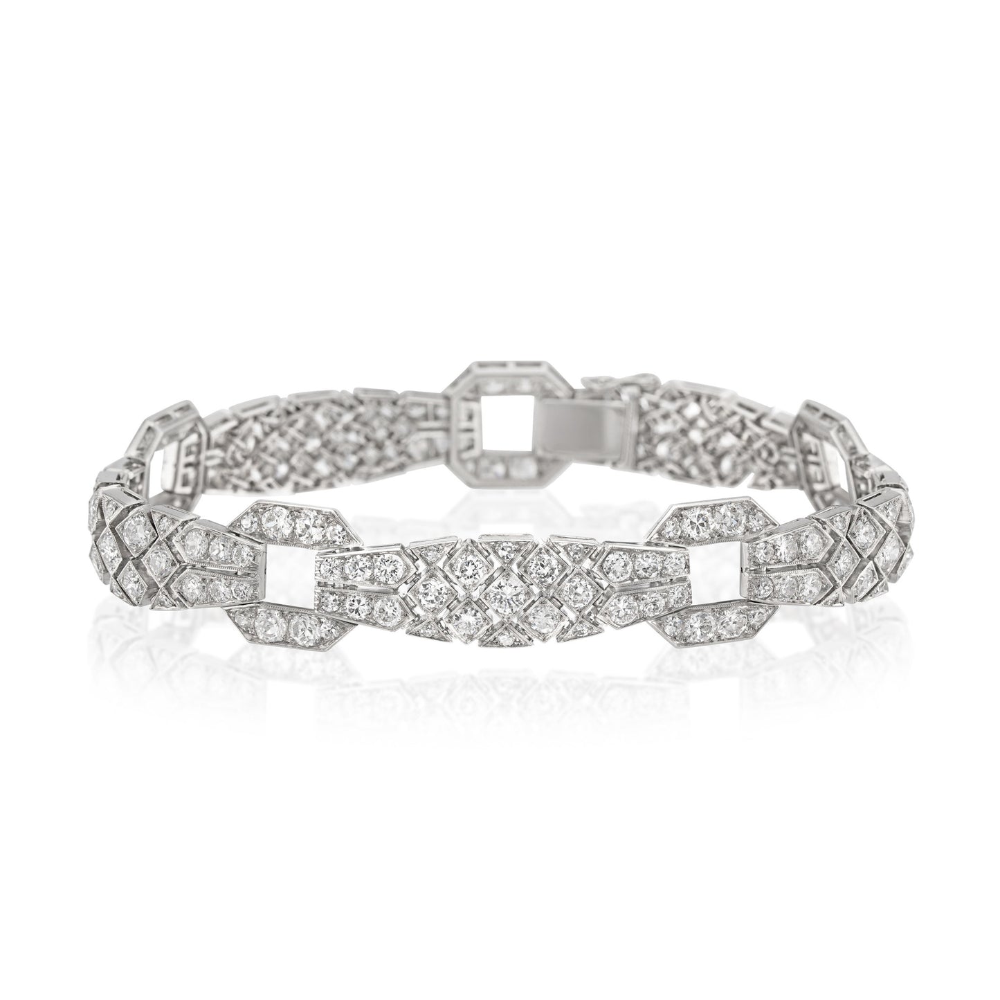 Janesich Art Deco Platinum Diamond Bracelet front
