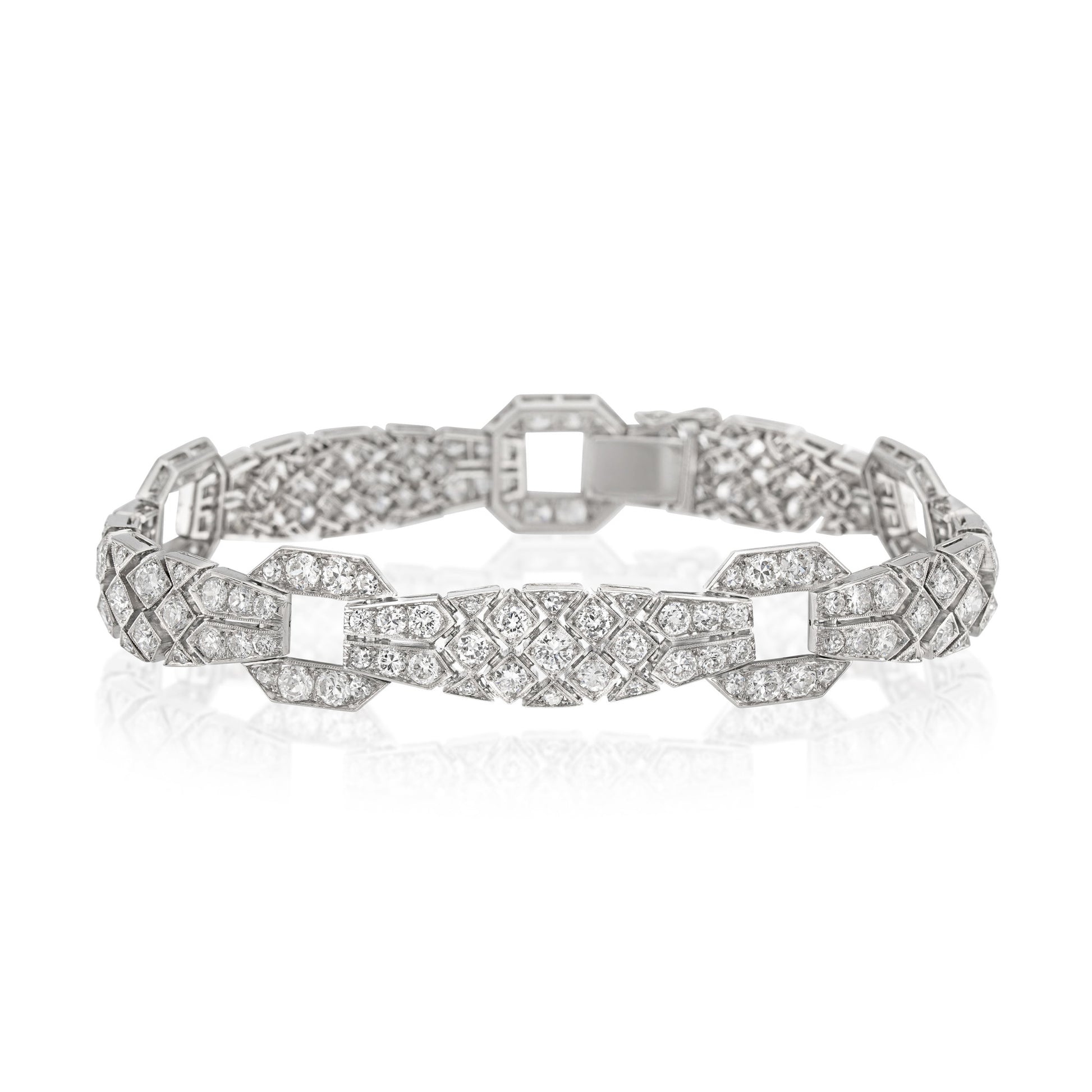 Janesich Art Deco Platinum Diamond Bracelet front