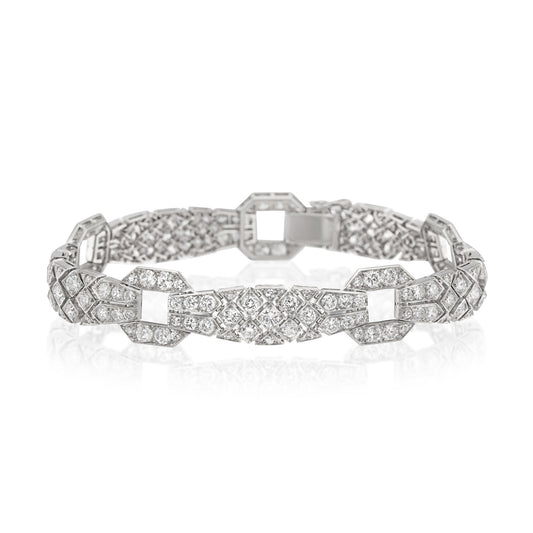 Janesich Art Deco Platinum Diamond Bracelet front