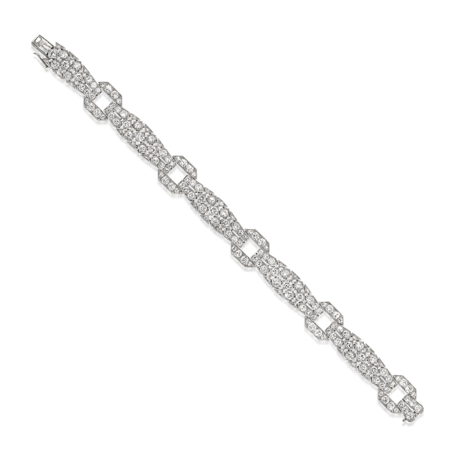Janesich Art Deco Platinum Diamond Bracelet front