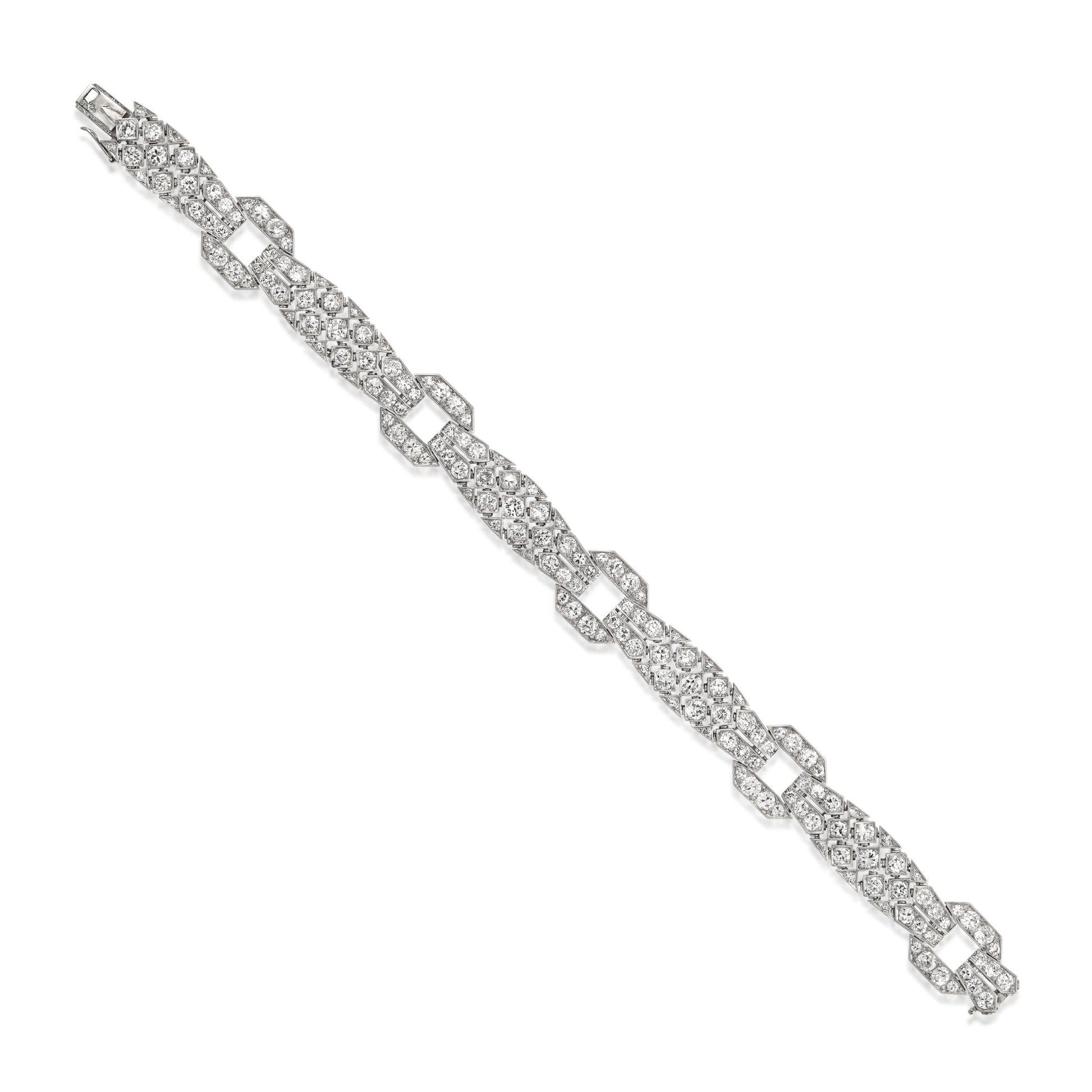 Janesich Art Deco Platinum Diamond Bracelet front