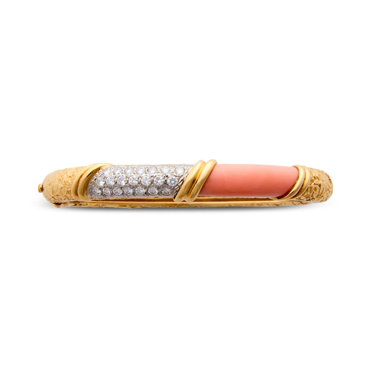 Van Cleef & Arpels Paris 1970s 18KT Yellow Gold Coral & Diamond Bracelet front