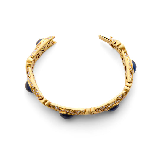 Bulgari 1970s 18KT Yellow Gold Sapphire & Diamond Bracelet profile