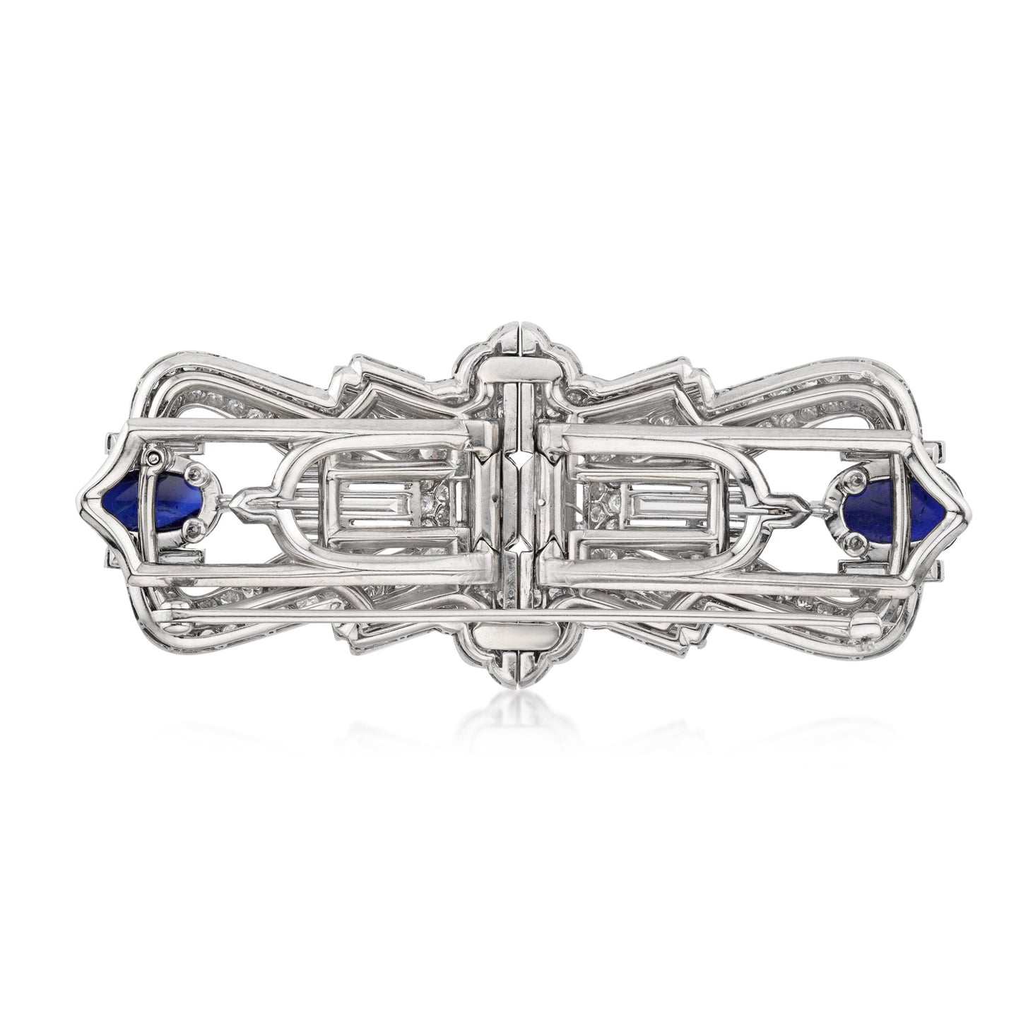 1930s Platinum Sapphire & Diamond Brooch back