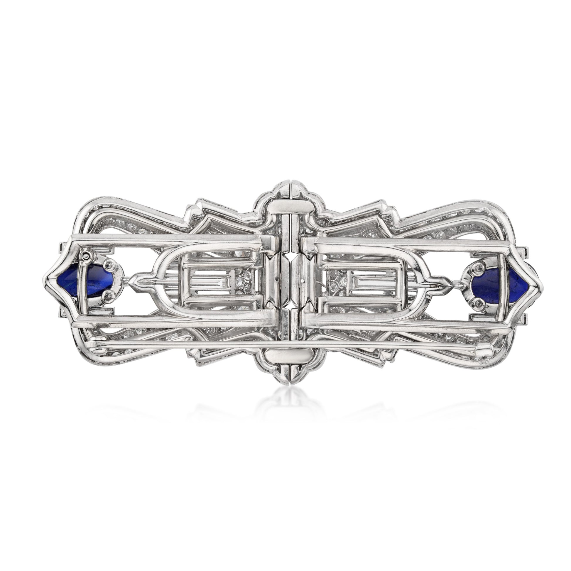 1930s Platinum Sapphire & Diamond Brooch back
