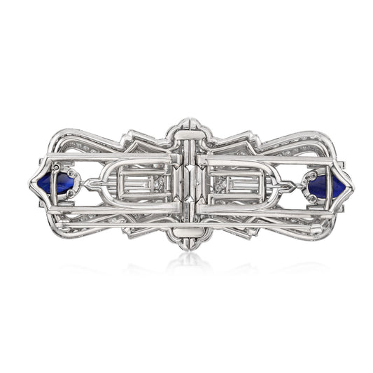 1930s Platinum Sapphire & Diamond Brooch back