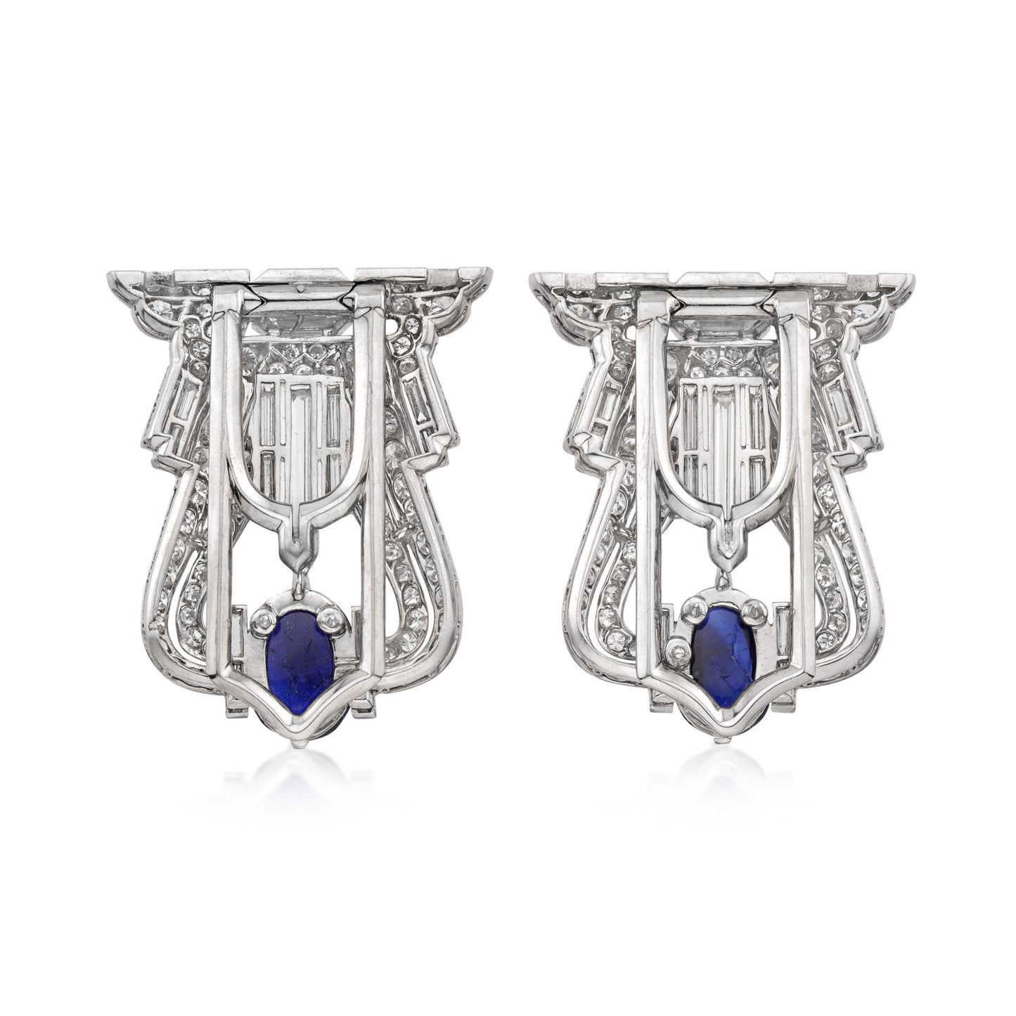 1930s Platinum Sapphire & Diamond Brooch back