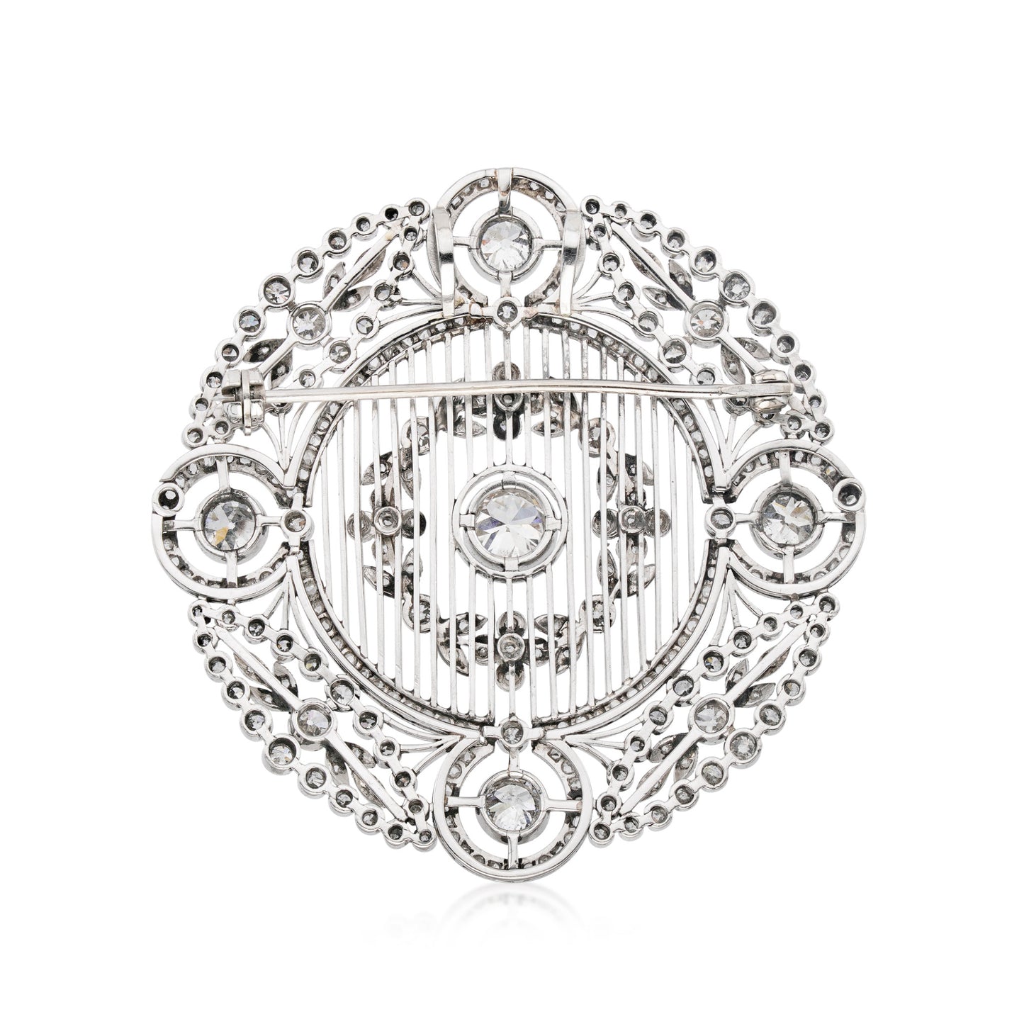 Edwardian Platinum Diamond Brooch back