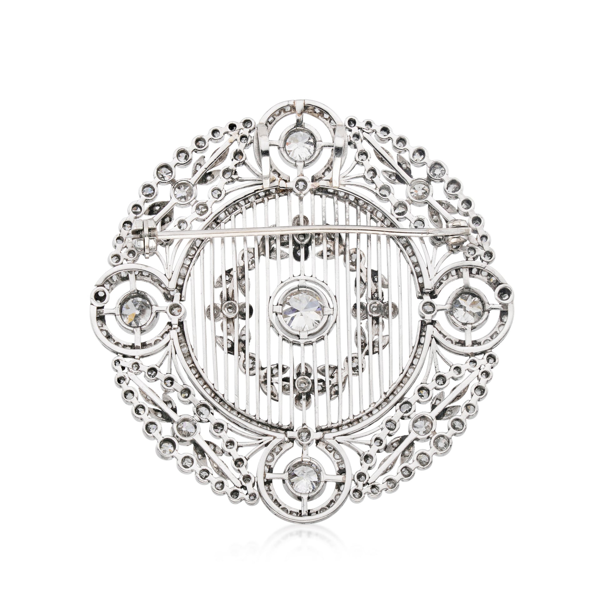 Edwardian Platinum Diamond Brooch back