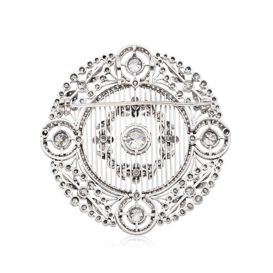 Edwardian Platinum Diamond Brooch back