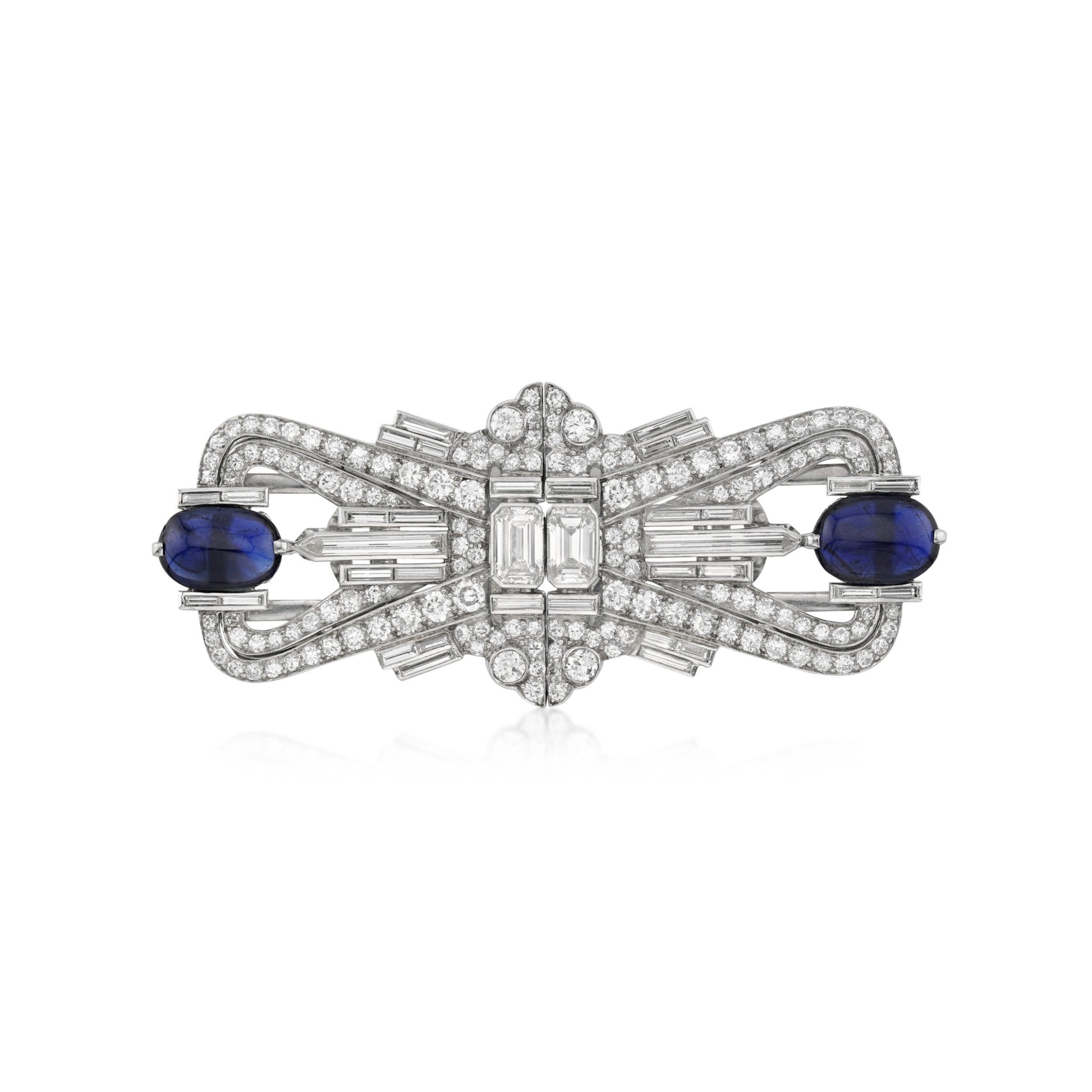 1930s Platinum Sapphire & Diamond Brooch front