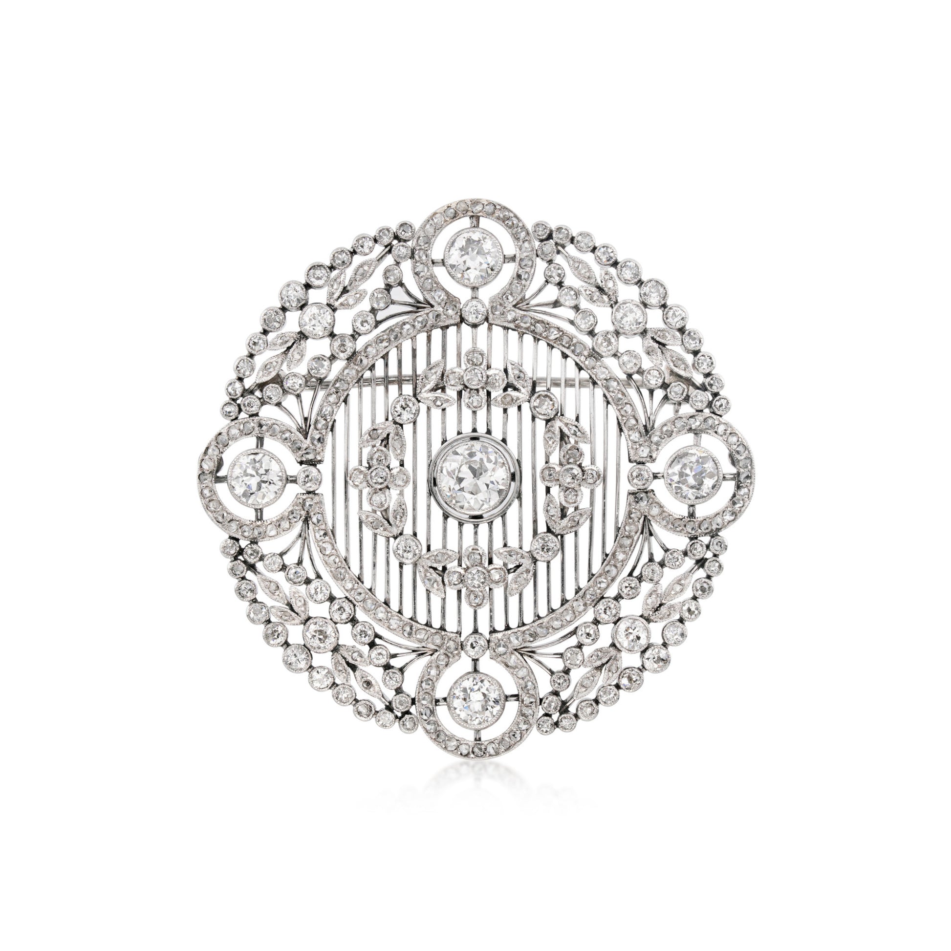 Edwardian Platinum Diamond Brooch front