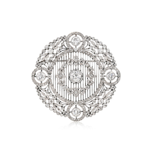 Edwardian Platinum Diamond Brooch front