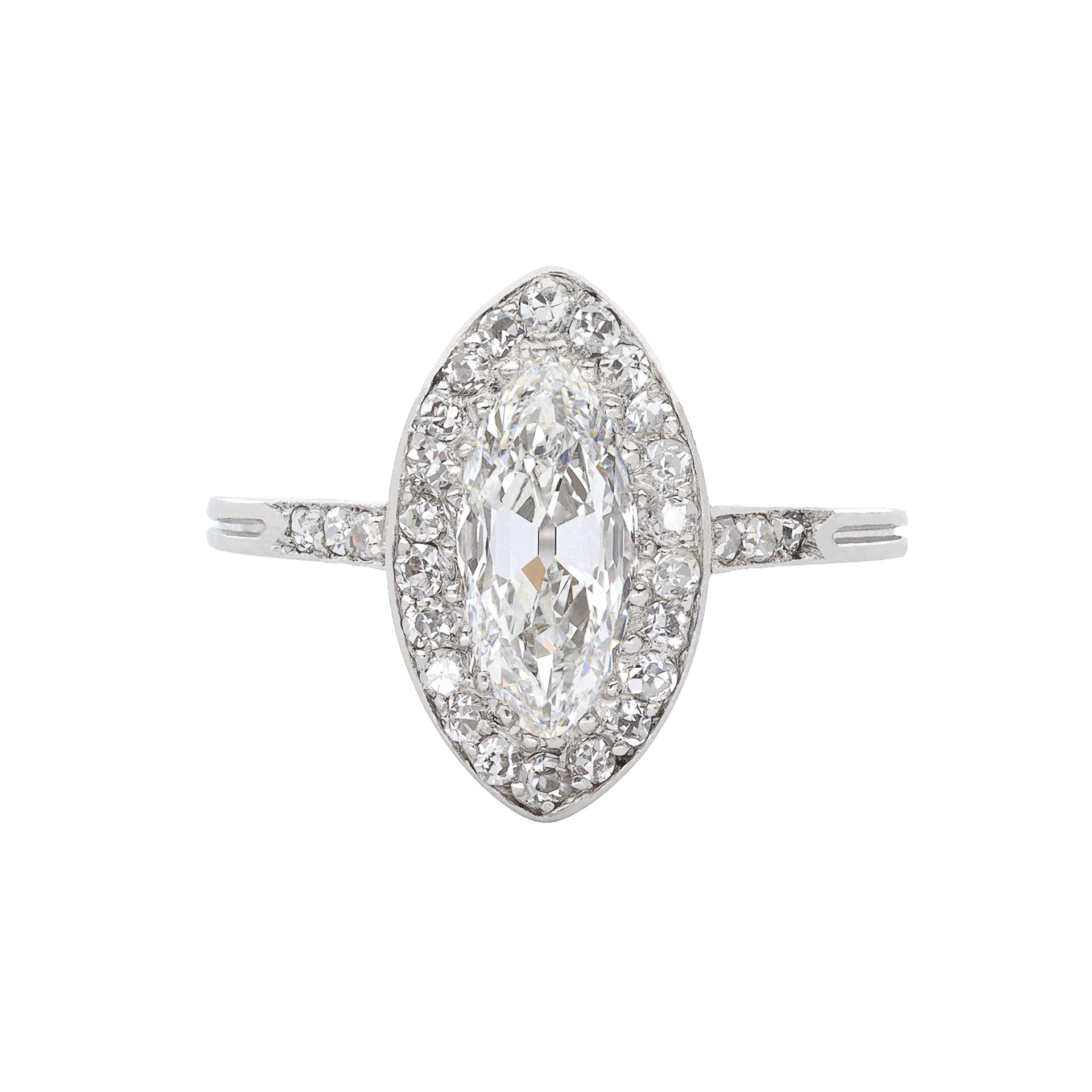 Rene Boivin French Victorian Platinum Diamond Ring front