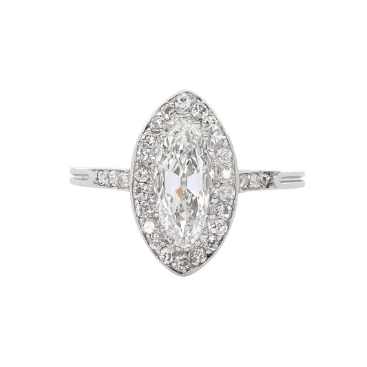 Rene Boivin French Victorian Platinum Diamond Ring front