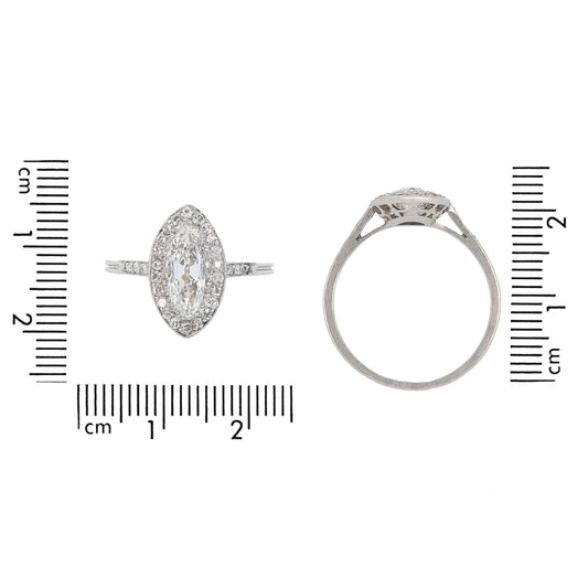 Rene Boivin French Victorian Platinum Diamond Ring measurements