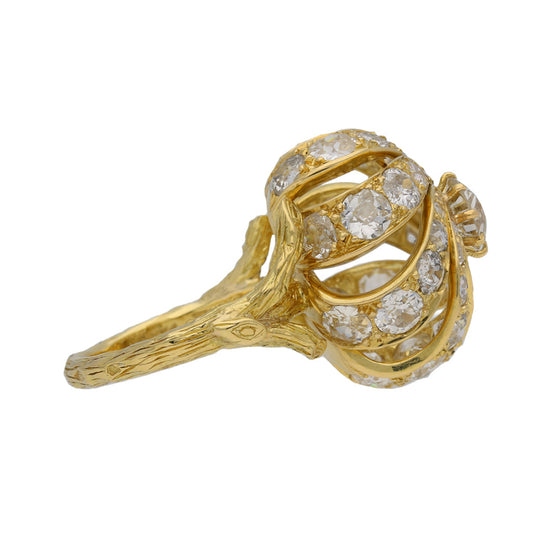Pierre Sterle Paris 1970s 18KT Yellow Gold Diamond Ring side