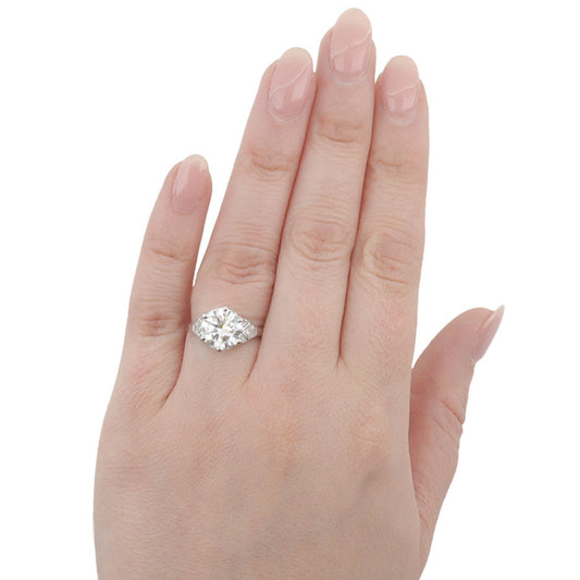 Bulgari 1950s Platinum Diamond Ring on finger