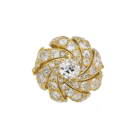 Pierre Sterle Paris 1970s 18KT Yellow Gold Diamond Ring