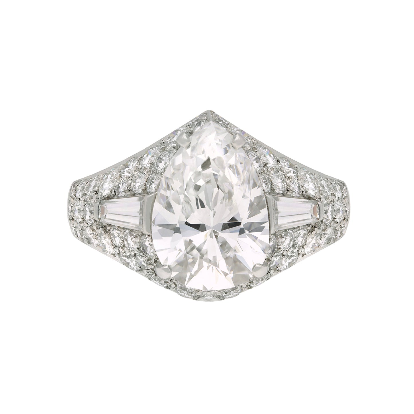 Bulgari Italy 1960s Platinum Diamond Trombino Ring front