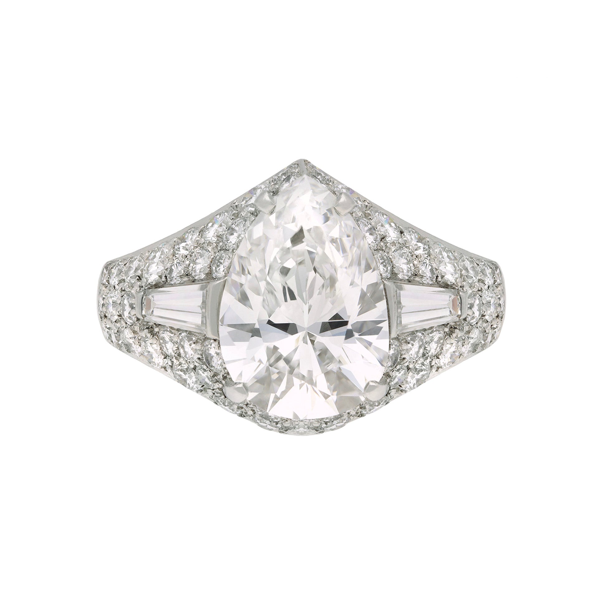 Bulgari Italy 1960s Platinum Diamond Trombino Ring front
