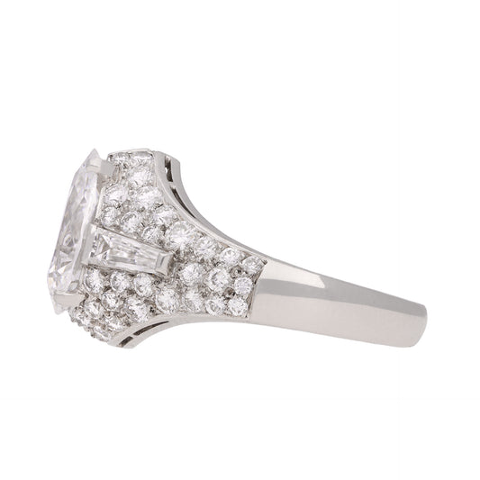 Bulgari Italy 1960s Platinum Diamond Trombino Ring side