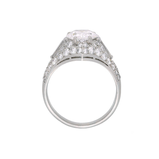 Bulgari Italy 1960s Platinum Diamond Trombino Ring profile
