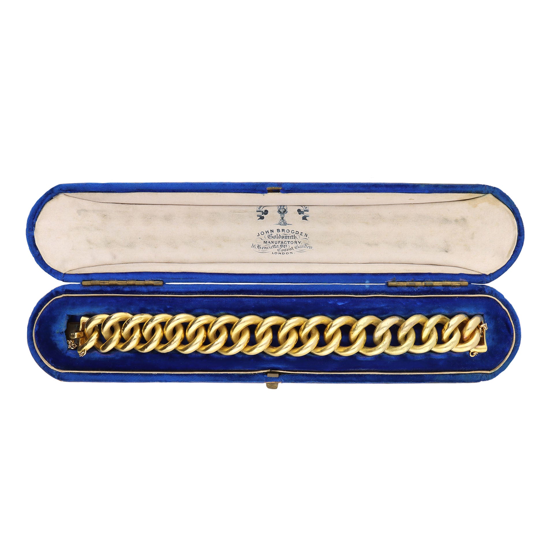John Brogden English Victorian 18KT Yellow Gold Bracelet in box