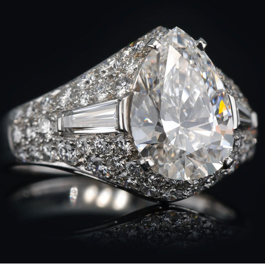 Bulgari Italy 1960s Platinum Diamond Trombino Ring side