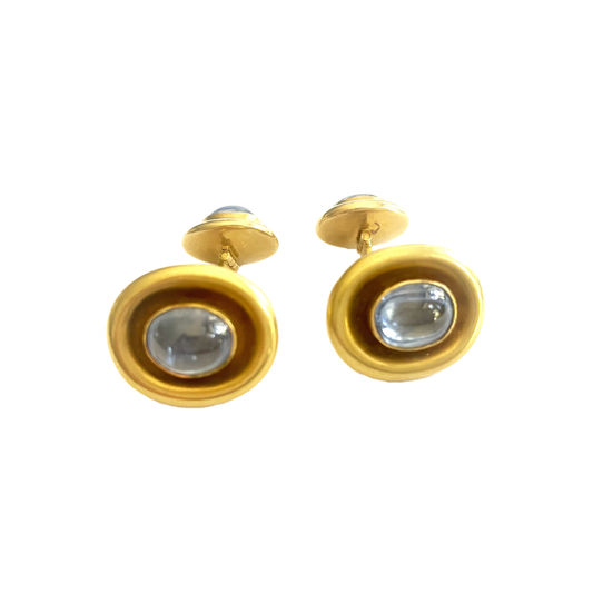 Elisabeth Treskow German 1950s 18KT Yellow Gold Sapphire Cufflinks front