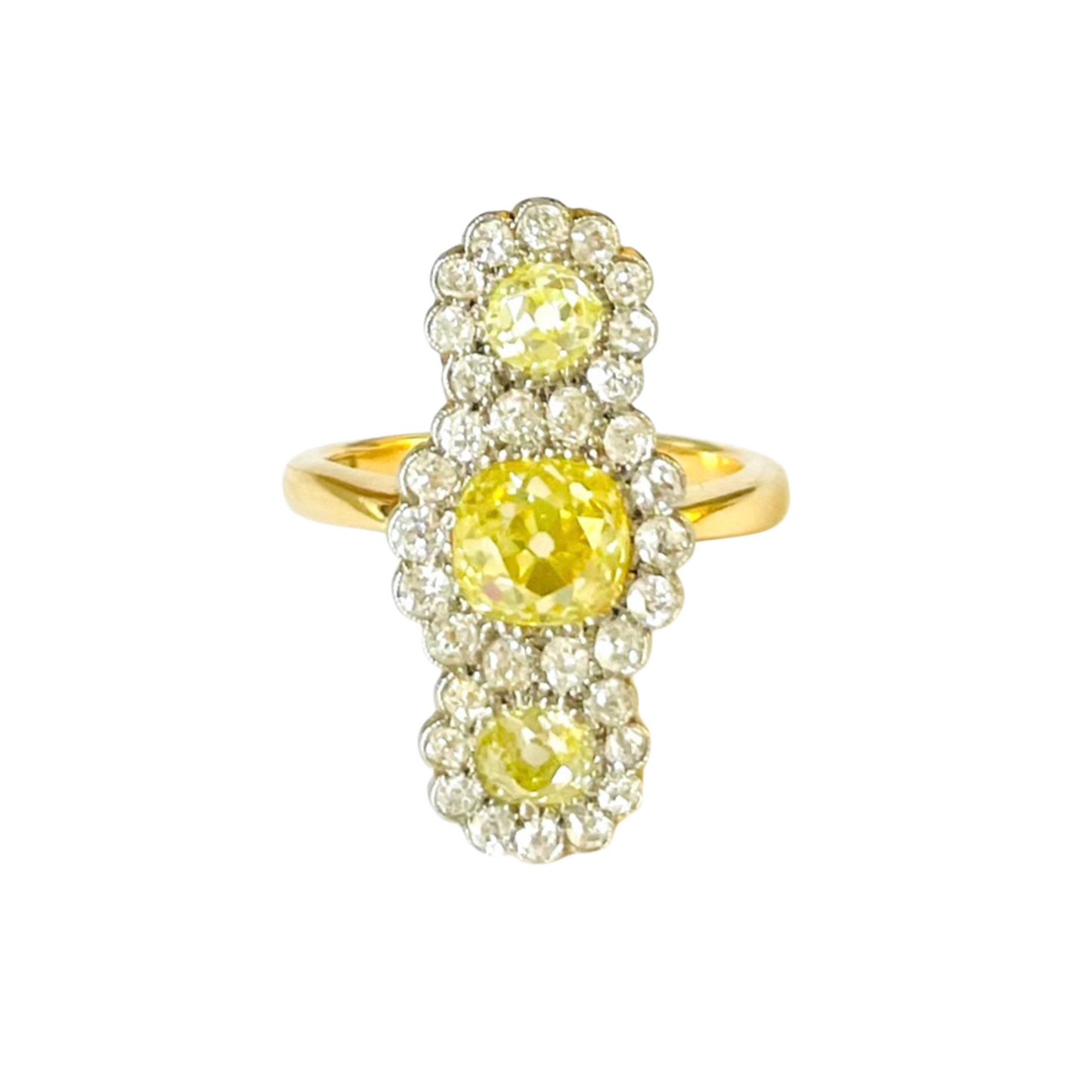 1960s Platinum & 18KT Yellow Gold Diamond Ring front