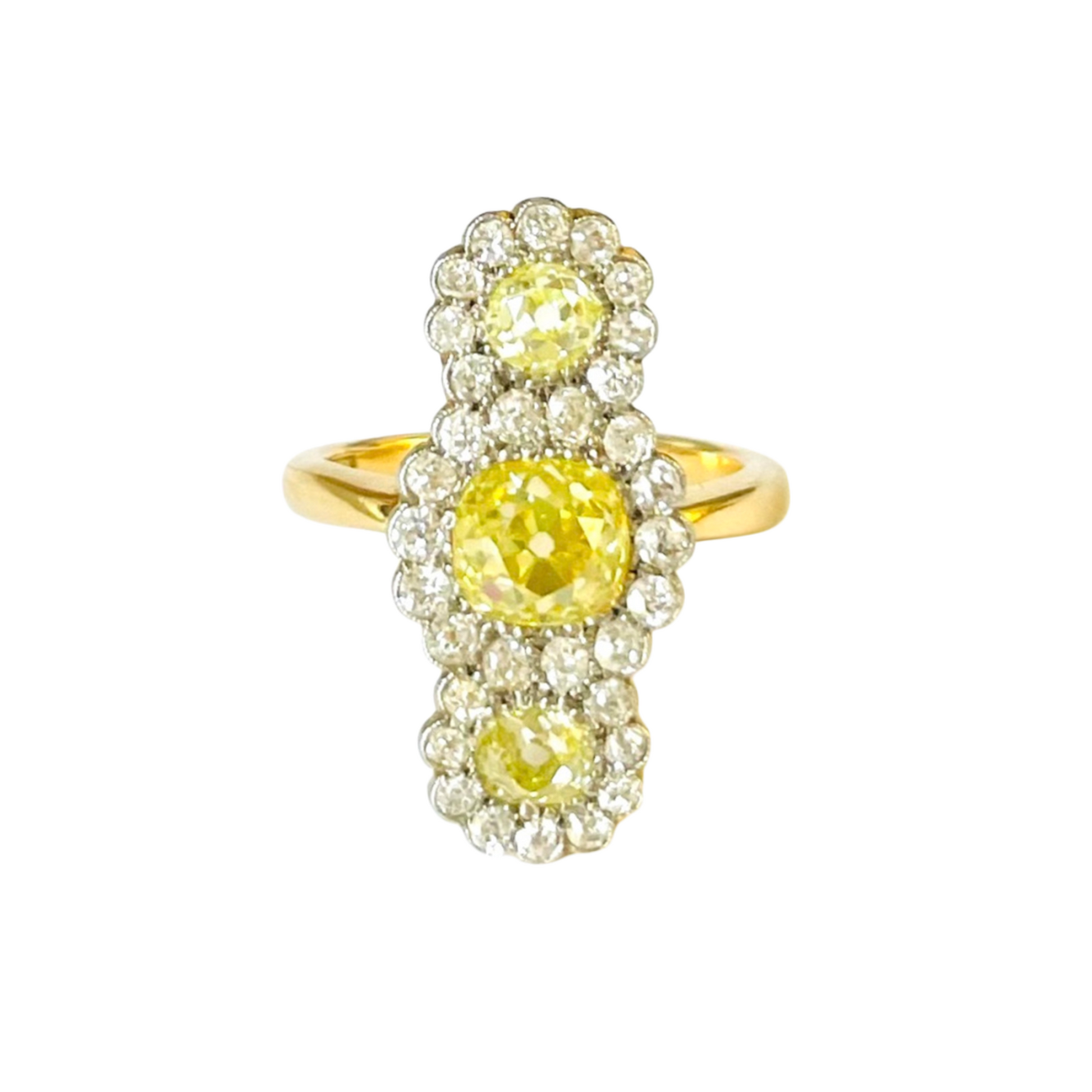1960s Platinum & 18KT Yellow Gold Diamond Ring front