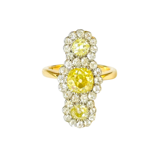 1960s Platinum & 18KT Yellow Gold Diamond Ring front
